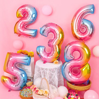 16/32/40inch Gradient Digital Foil Balloons Number 0 1 2 3 4 5 6 7 8 9 Helium Balloon Wedding Happy Birthday Party Decorations