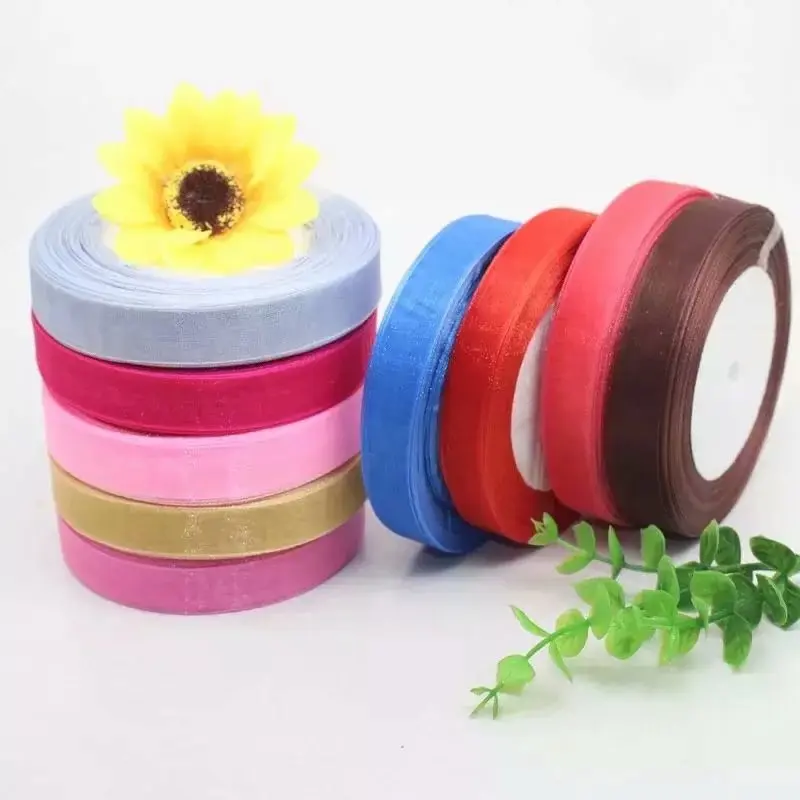 35m Long Snow Gauze Tape 1.5cm Wide Ribbons for Crafts Hand Woven Hook Sun Hat Summer Cool Sunshade Hat Material Knitting Yarn