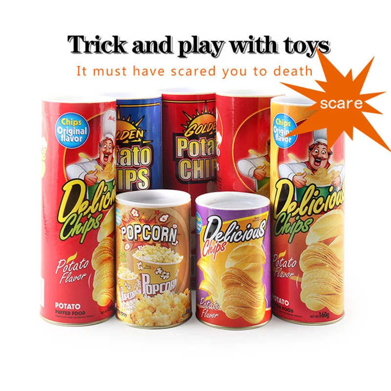 

Funny Potato Chip Snake Can Jump Spring Snake Toy Gift April Fool Day Halloween Party Decoration Jokes Prank Trick Fun Joke Toys