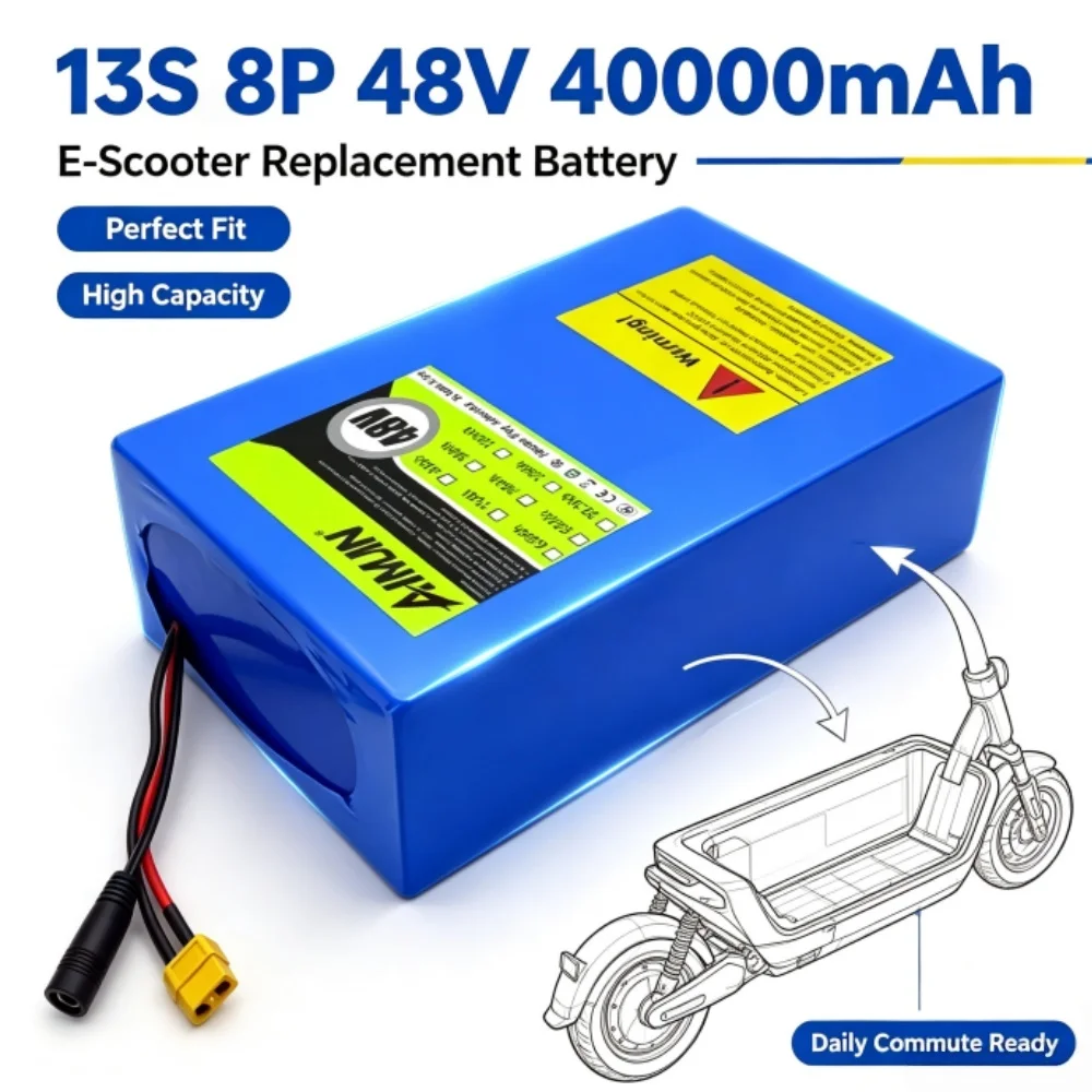 48V 40ah 13s8p lithium-ion battery pack 48V 100000mAh 2000W electric battery, built-in 50A BMS+chargerr18650% original battery