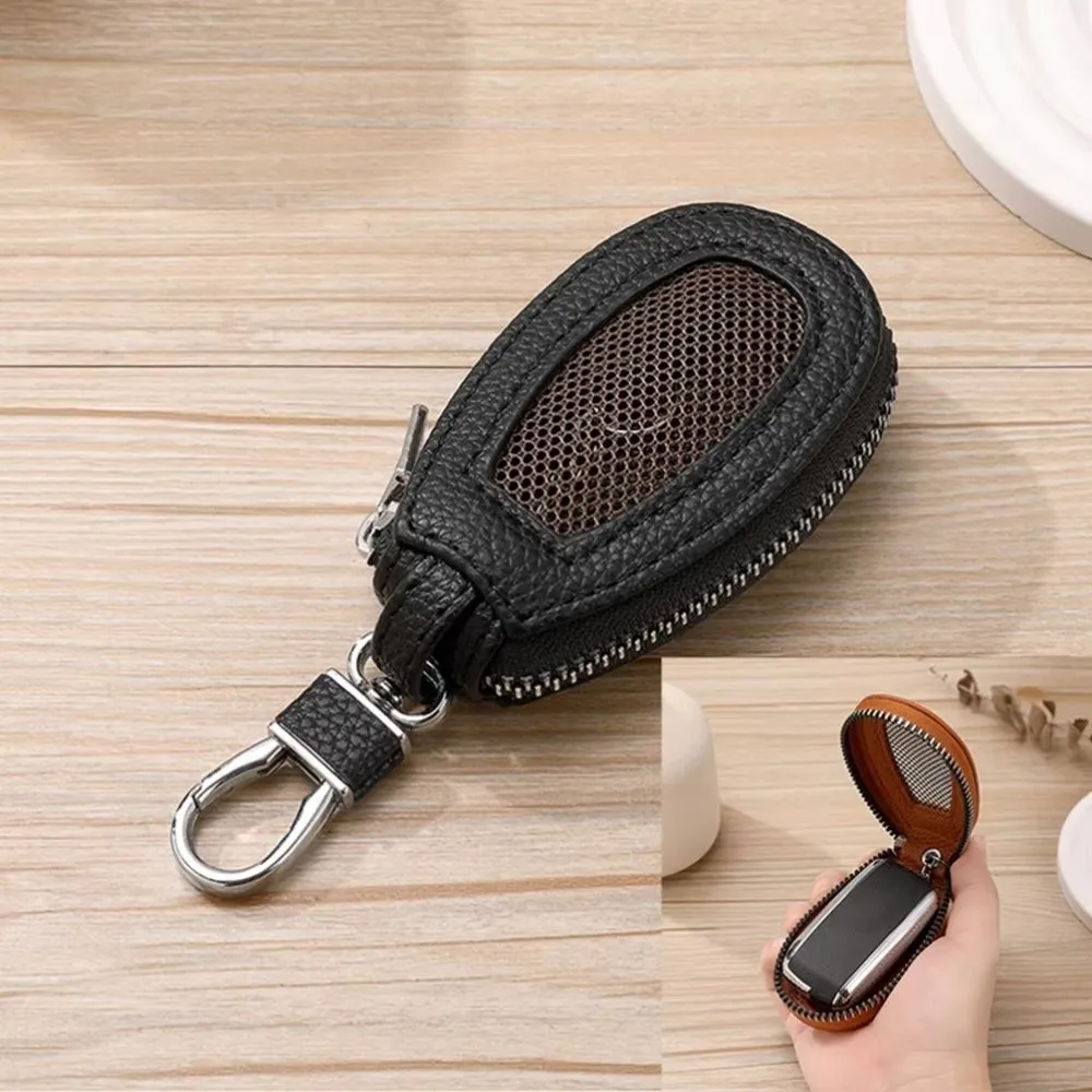 Transparent Mesh Car Key Bag Multifunctional Organizer Mini Storage Bag Zipper Closure Protection Cover Keychain Holder Unisex