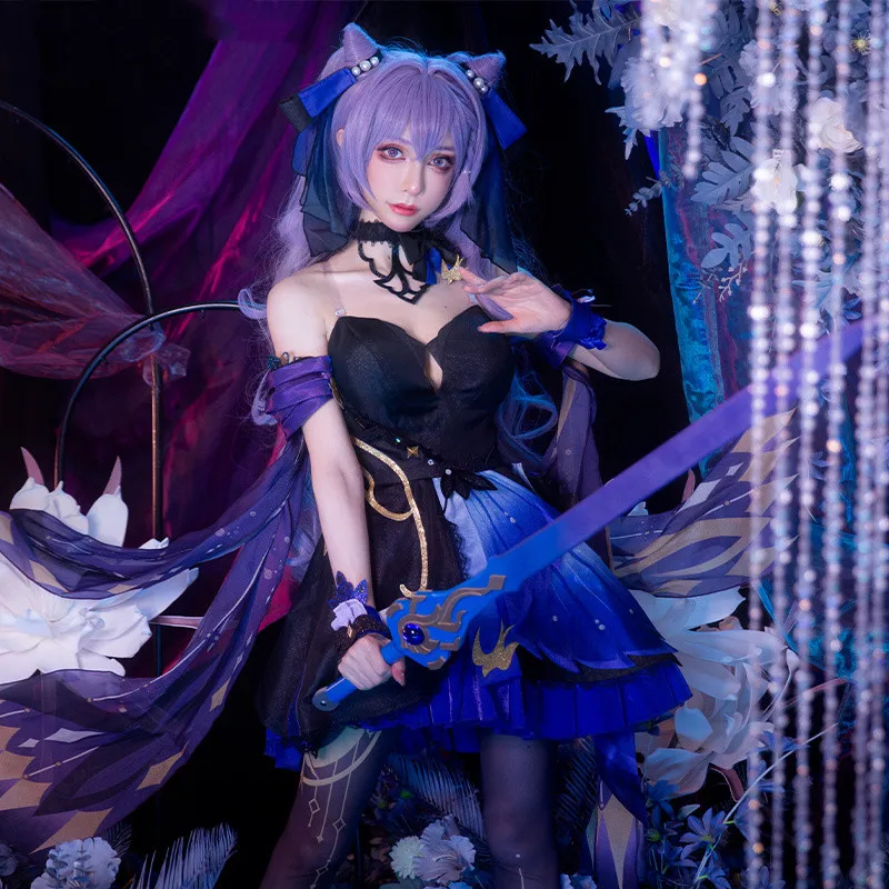 

Vivi-Cos Game Genshin Impact Keqing Cute Sexy Dress Cosplay Women's Costume Halloween Role Play Outfit New S-XL