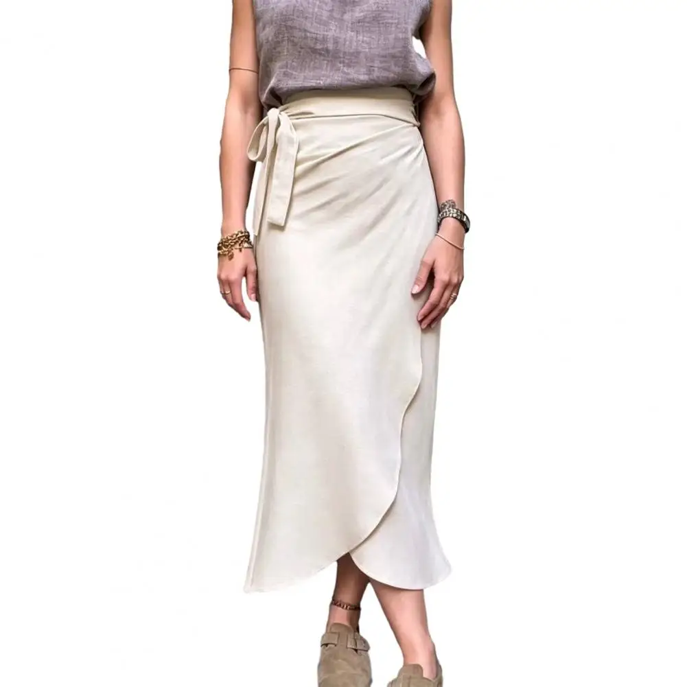 Women High Waist Skirt Hem Skirt Women’s High Waist Midi Skirt Hem Irregular Split Casual for Work Leisure Beach Parties