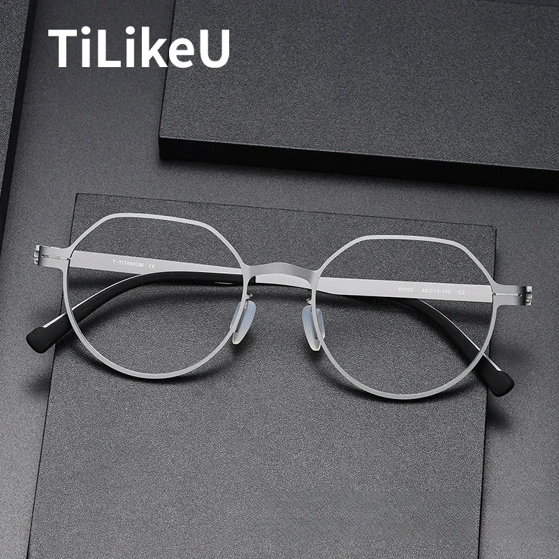 Screwless Optical Glasses Frame 2024 New German Designer Ultra-light Pure Titanium Oval Round Eyeglasses Men Women Brand Eyewear