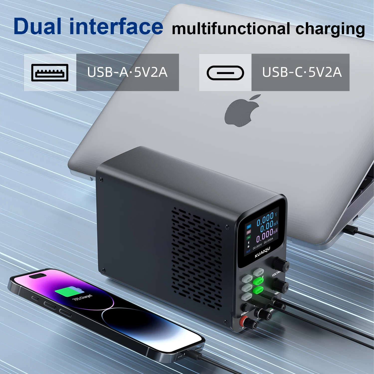 Programmable DC Power Supply 5 Digit High Precision Display μA Accuracy Adjustable Bench Power Supply Voltage Current Dual Curve