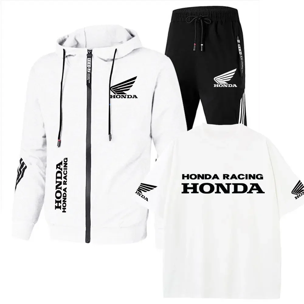 

545648 Honda cotton top short-sleeved T-shirt zippered men's sportswear hoodie sweatshirt set Outdoor motorcycle men's clothing