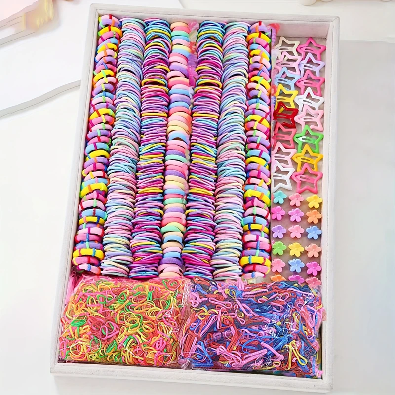 مجموعة عصابات رأس متعددة الألوان تتضمن مشابك مختلفة وحبال شعر بسيطة وأغطية رأس زهرية مناسبة لتسريحات الشعر اليومية للفتيات #1