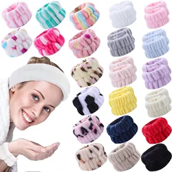 One Pair Washing Face Spa Wrist Washband Hair Band Solid Color Microfiber Absorbent Hair Accesories Headwrap Handmade Makeup