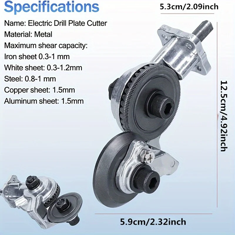 1 Set of Electric Drill Shears Double Headed Sheet Metal Nibbler Cutter for Fast and Efficient Metal Plate Cutting!（Universal）