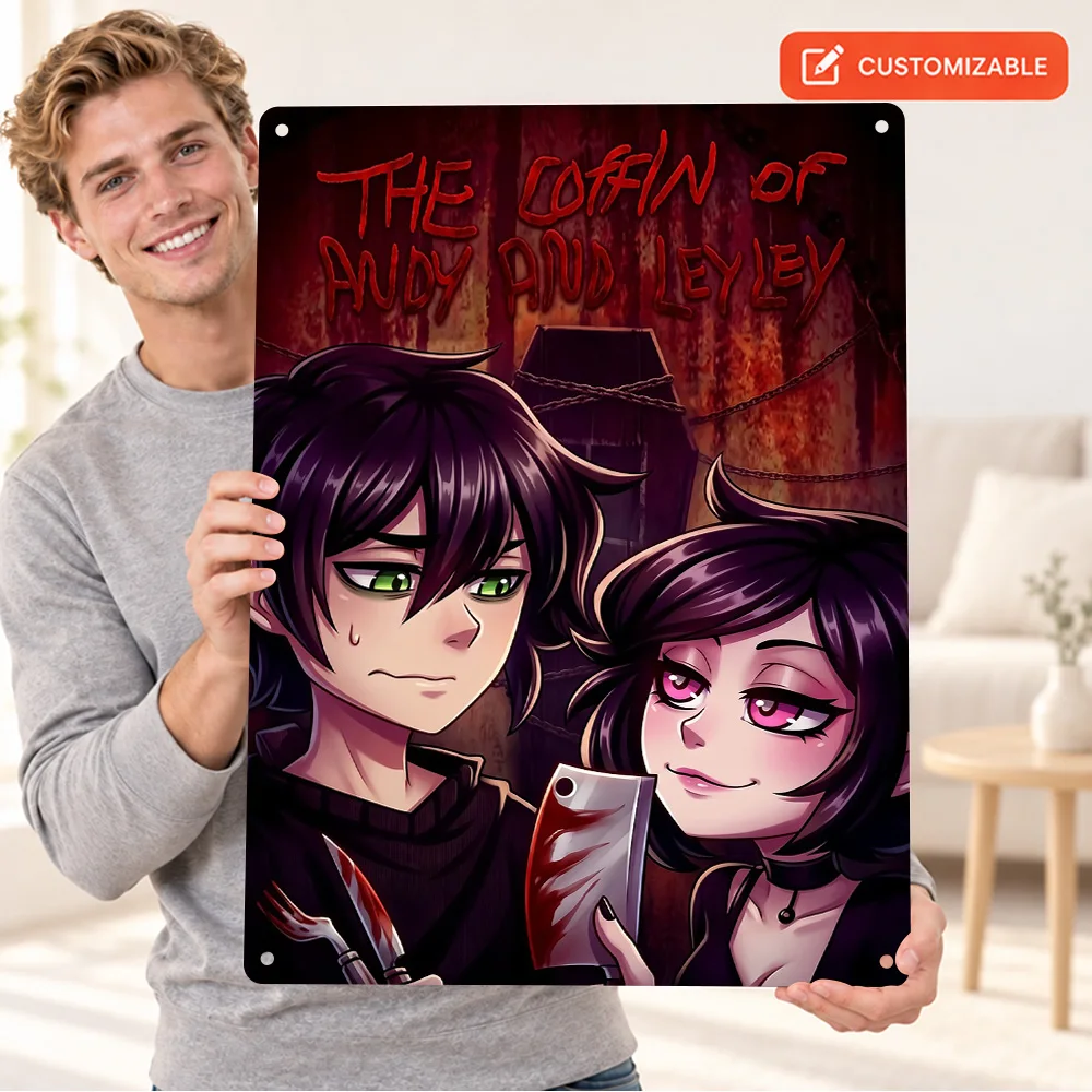 The Coffin Of Andy And Leyley Game Textured Metal Poster Personalized Aluminum Sign Monochrome Design Wall Art For Gaming Room