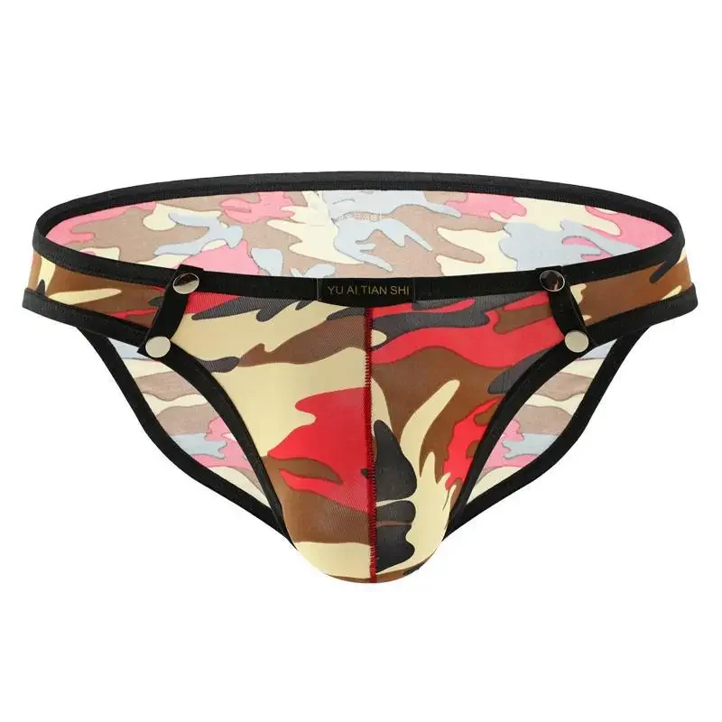 Men\'s U Convex Pouch Underwear for Young People Fashion Camouflage Rivet Brief Pant Teenager Fashion Bottom Lingerie Gays Tangas