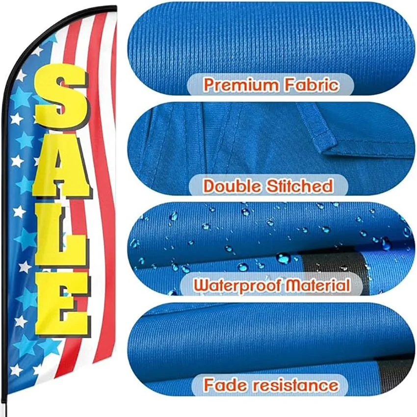 Sale Advertising Flags Windproof Knitted Fabric for Feather Flags Can Be Used for Commercial Promotion Without Flagpoles