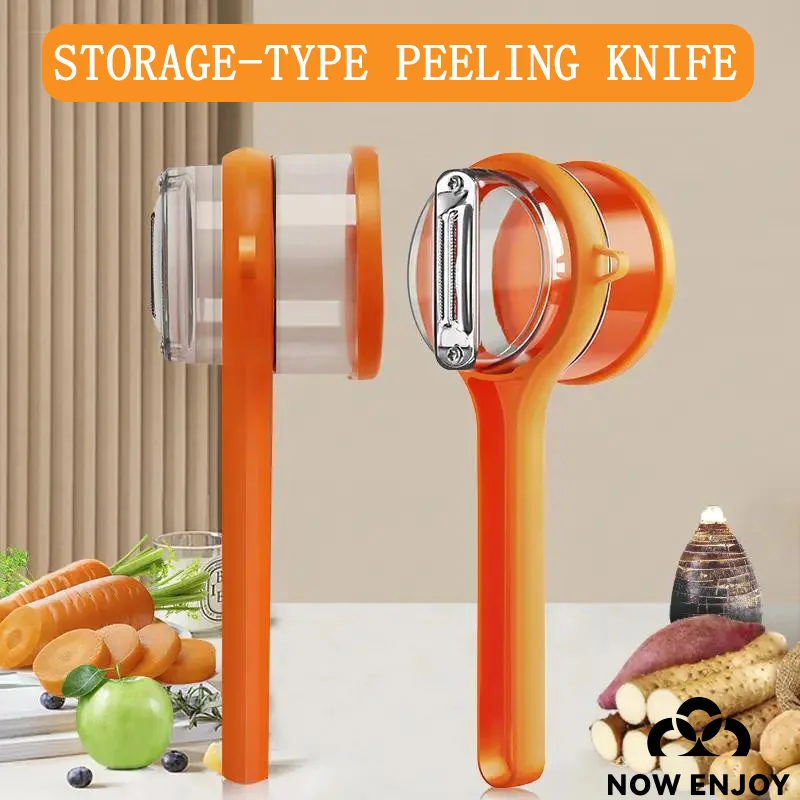 Peeler with storage box, fruit and vegetable peeler, double-sided stainless steel multi-functional peeler, suitable for kitchen