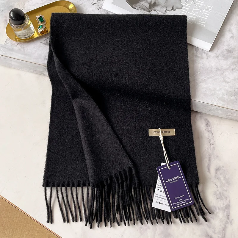 100 % Kaschmir Winter Design Pashmina Wollschal für Frauen Warme dicke Tücher und Wraps Weiblicher Bufanda Echarpe Quastenschalldämpfer – Detail 10