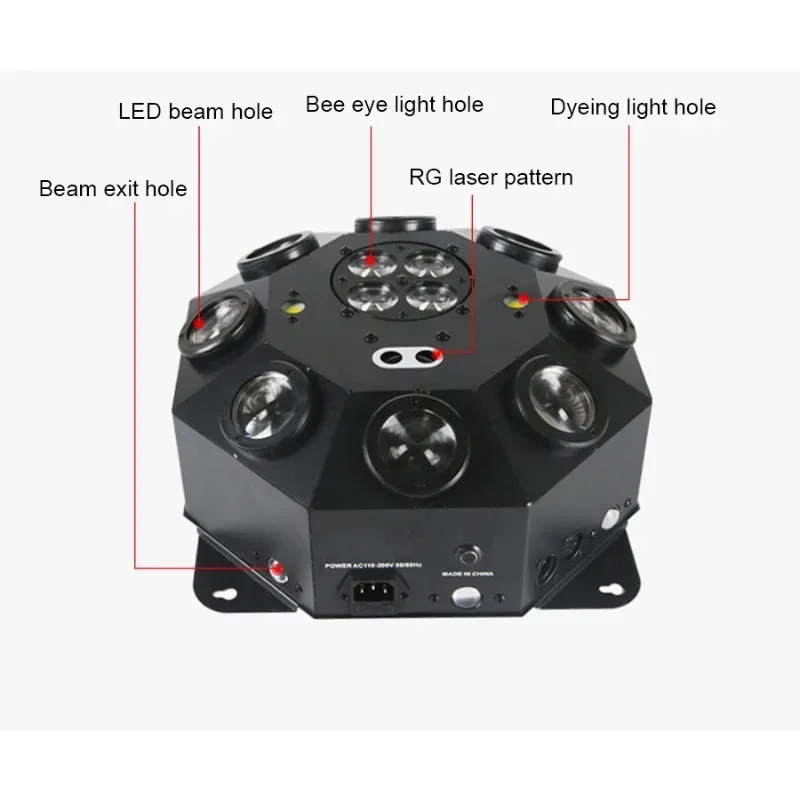 KTV Five in One Effect Light Colorful Voice Controlled Laser Light LED Bee Eye Pattern Rotating Light Bar
