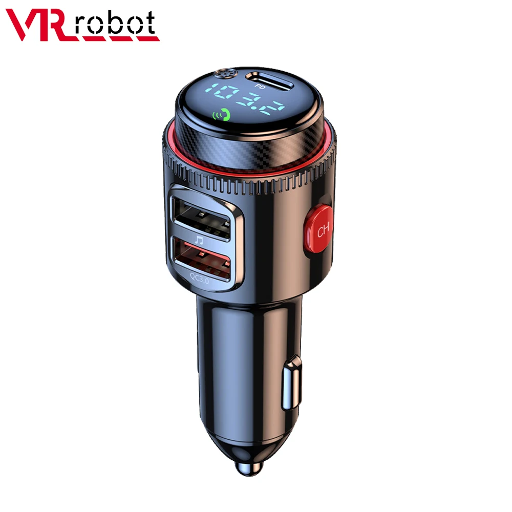 VR Robot PD30W+QC 3.0 Bluetooth 5.4 Car MP3 Player FM Transmitter Wireless Handsfree U Disk Play USB Car Fast Charge Adapter