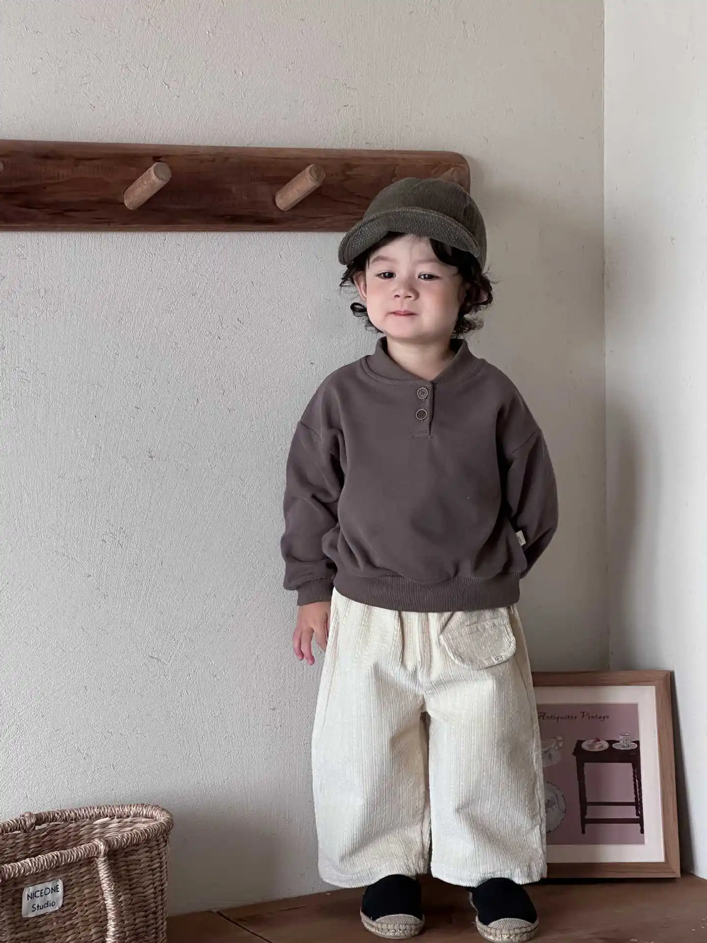 2025 outono novo bebê manga longa moletom sólido infantil solto algodão pulôver meninos meninas moletom casual roupas da criança