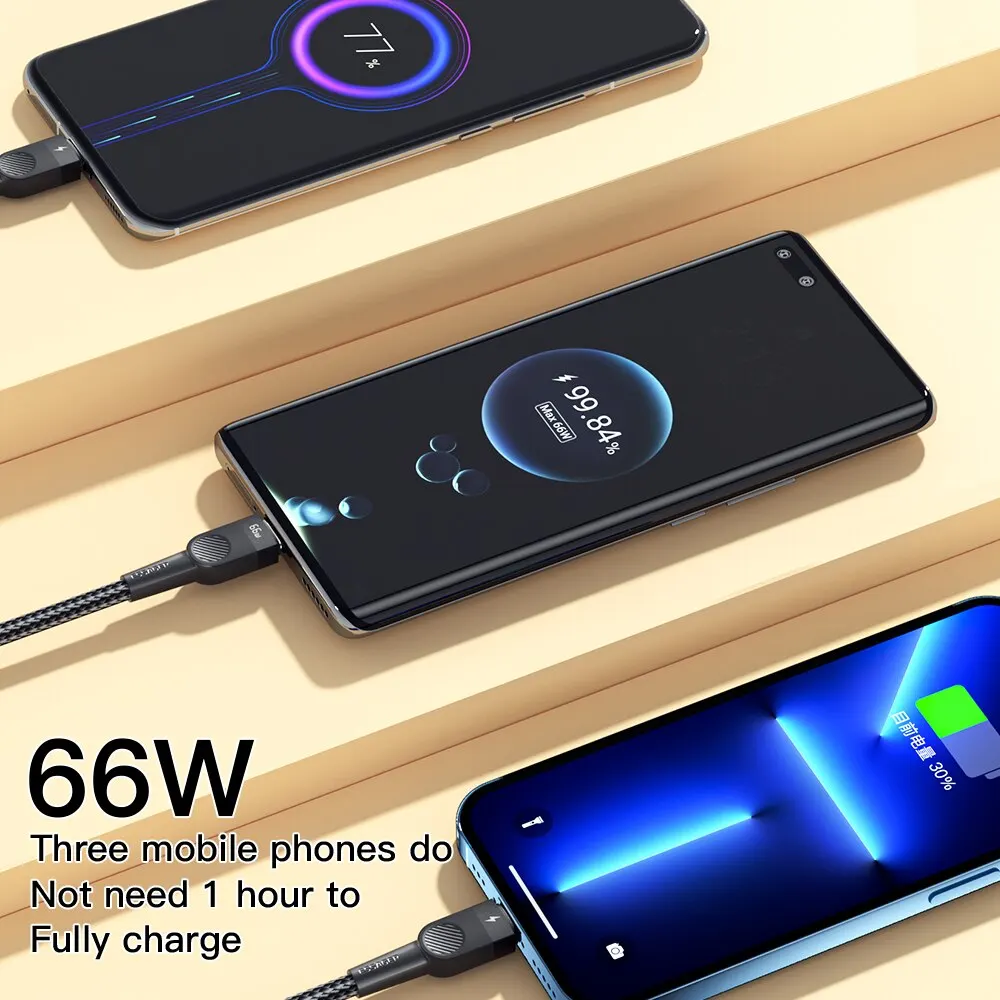 Essager 6A 66W 3 in 1 USB C Cable For iPhone 14 13 Charger Micro USB Type C Fast Charge For Samsung Xiaomi Huawei POCO Data Cord