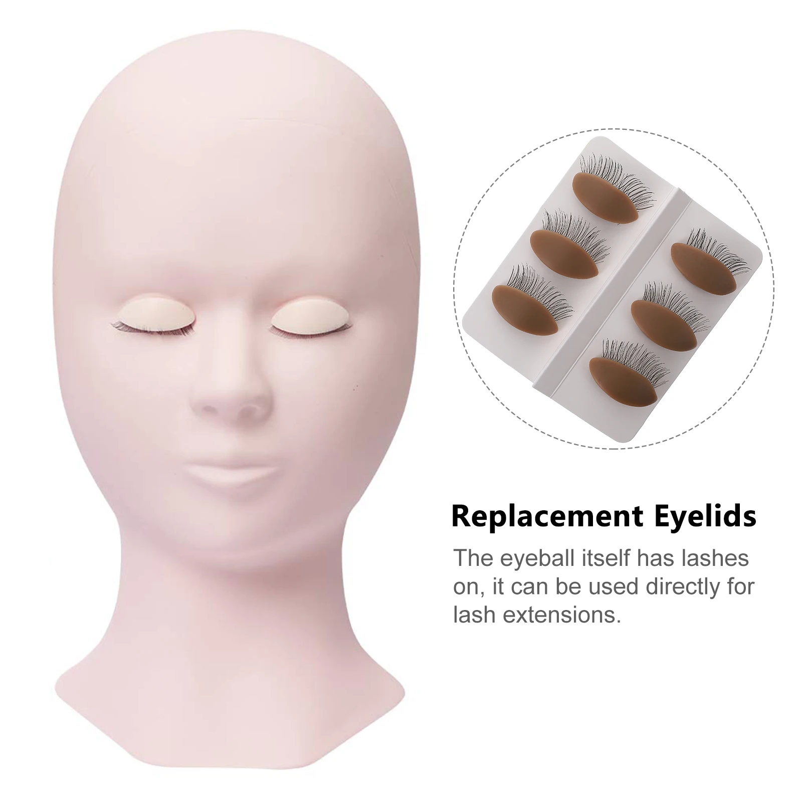 

Lash Extension Practice Head Reusable Silicone Eyelids Makeup Training Kiteyelid Replacement For Eyelash Extensions