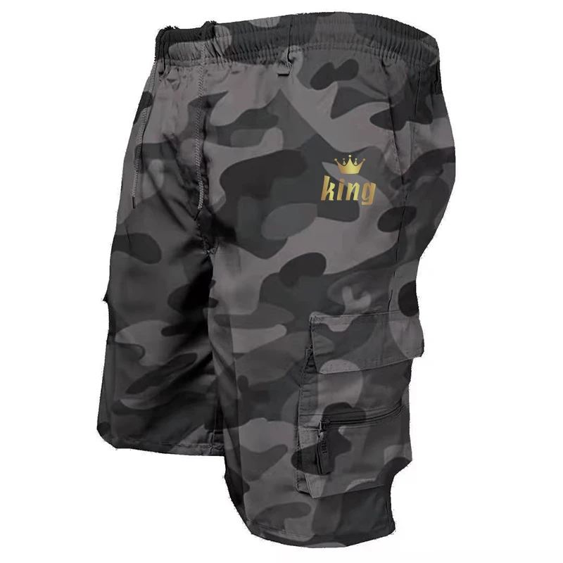 

Men's Cargo Shorts Casual King Printing Jogging Shorts Loose Work Casual Shorts Camouflage Mens Tracksuit Trousers Versatile