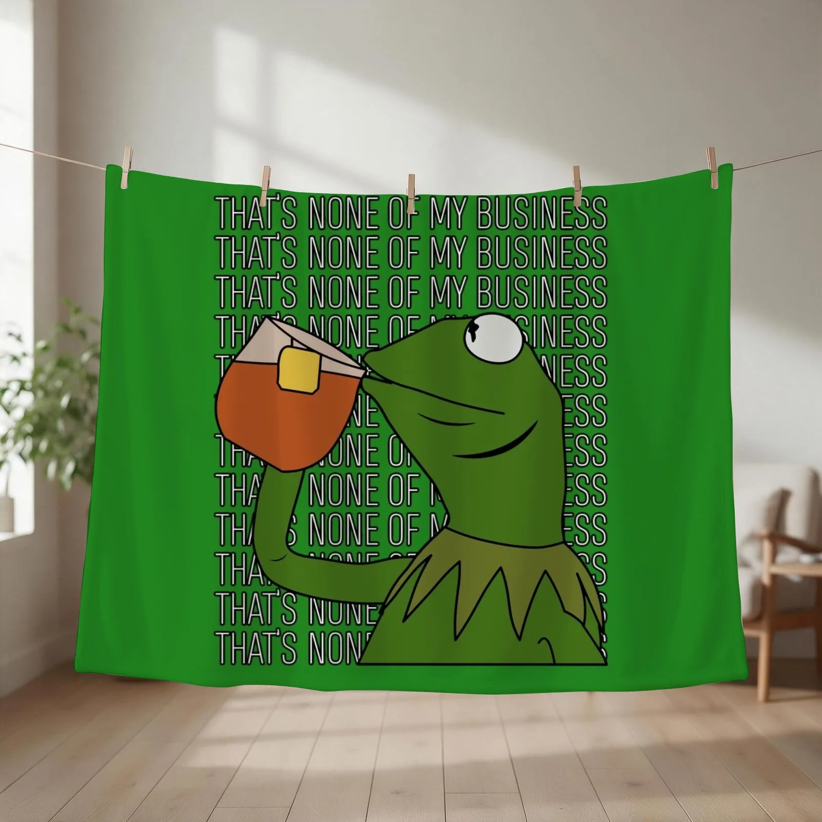Sipping Tea Meme King but That's None of My Business 2 Throw Blanket couch cozy soft plush fuzzy picnic outdoor blanket