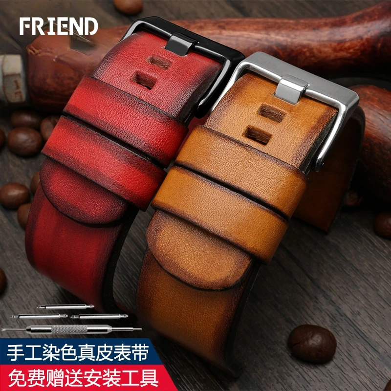 Suitable for DIESEL Dz4318 Dz4323 Dz1657 Dz4283 Dz4309 Vintage Genuine Leather Watch Band Men