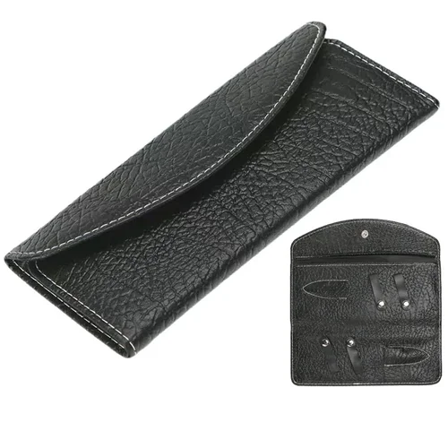 Imagen 2 del producto Funda para tijeras de pelo, funda de cuero PU para tijeras de peluquería profesional, bolsa con soporte para peluquero, funda para tijeras plegables