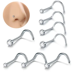 1/10PCS Zircon Nose Stud Ring Set Round CZ Crystal Nose Piercings 1.5/2/2.5/3MM Screw Nostril Piercing Earrings Jewelry 18G 20G