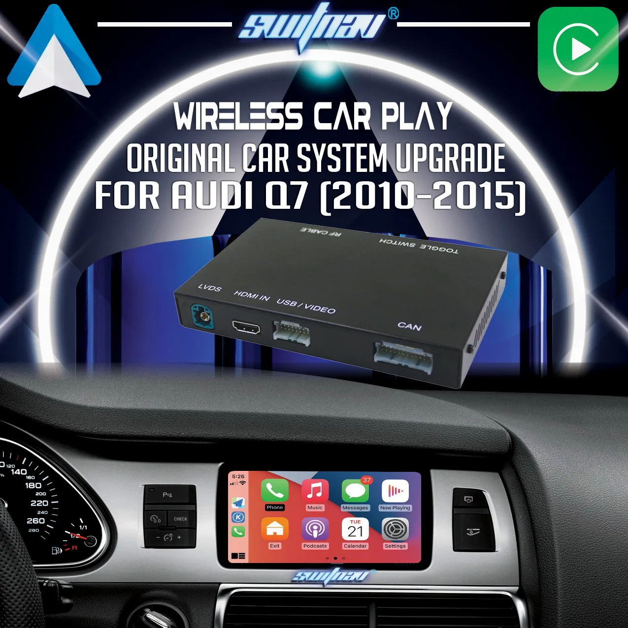 SWITNAV Wireless Carplay For Audi Q7 2010-2015 Mirror Link AirPlay Carplay Android Auto Module