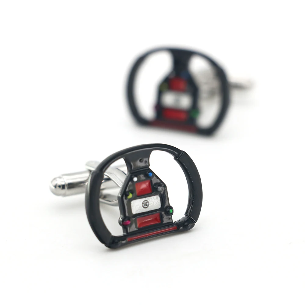 iGame Steering Wheel Cuff Links Quality Brass Material Black Color Racing Car Design Cufflinks Wholesale & Retail