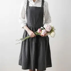 Nordic Women Lady Skirt Style Collect Waist Cute Dress Restaurant Coffee Shop Home Kitchen For Cooking Cotton Apron 3 Colour