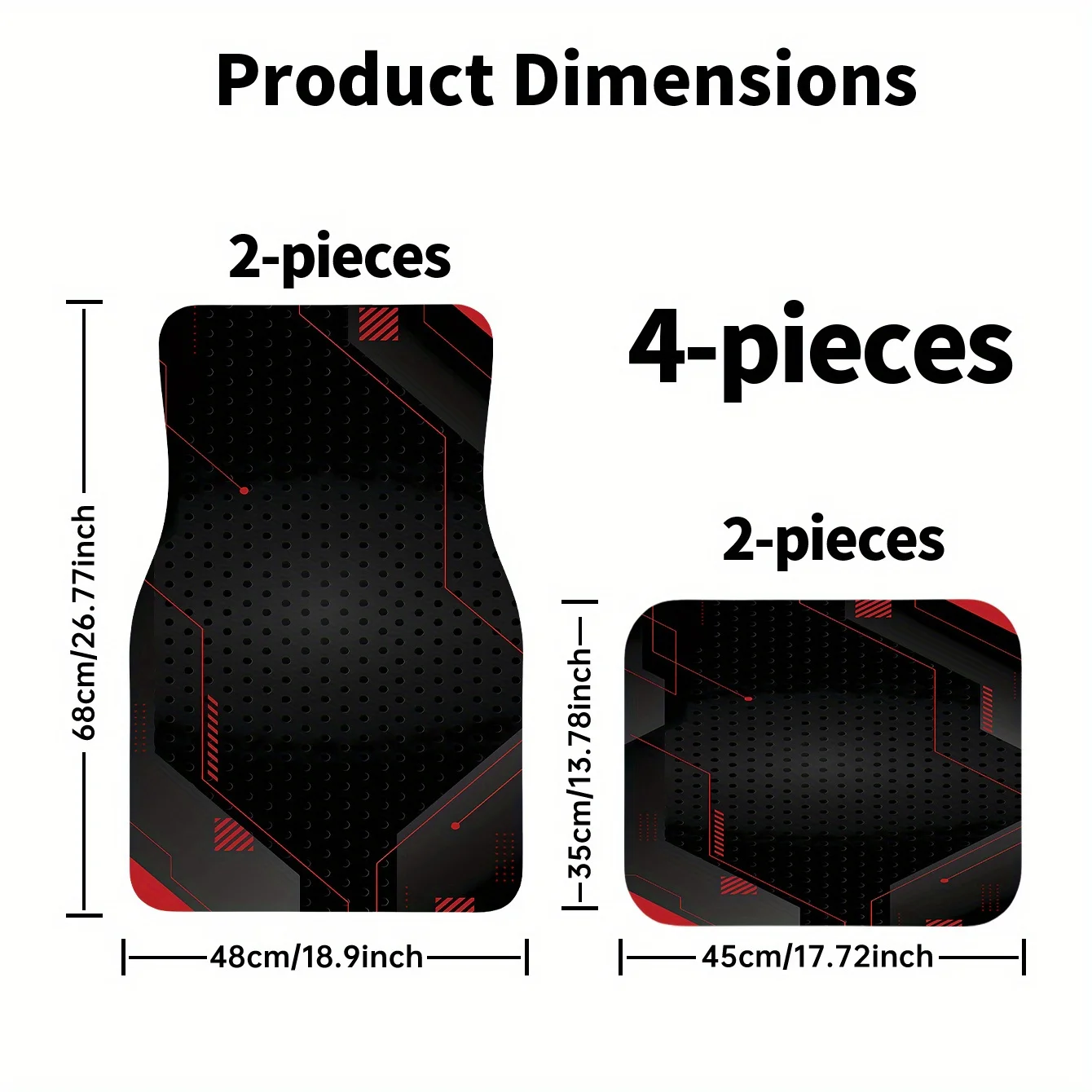 Set Of 4 Car Mats With A Modern Geometric Design - Chic & Innovative - For Vehicle Interiors - Suitable For Cars, Trucks, And Su