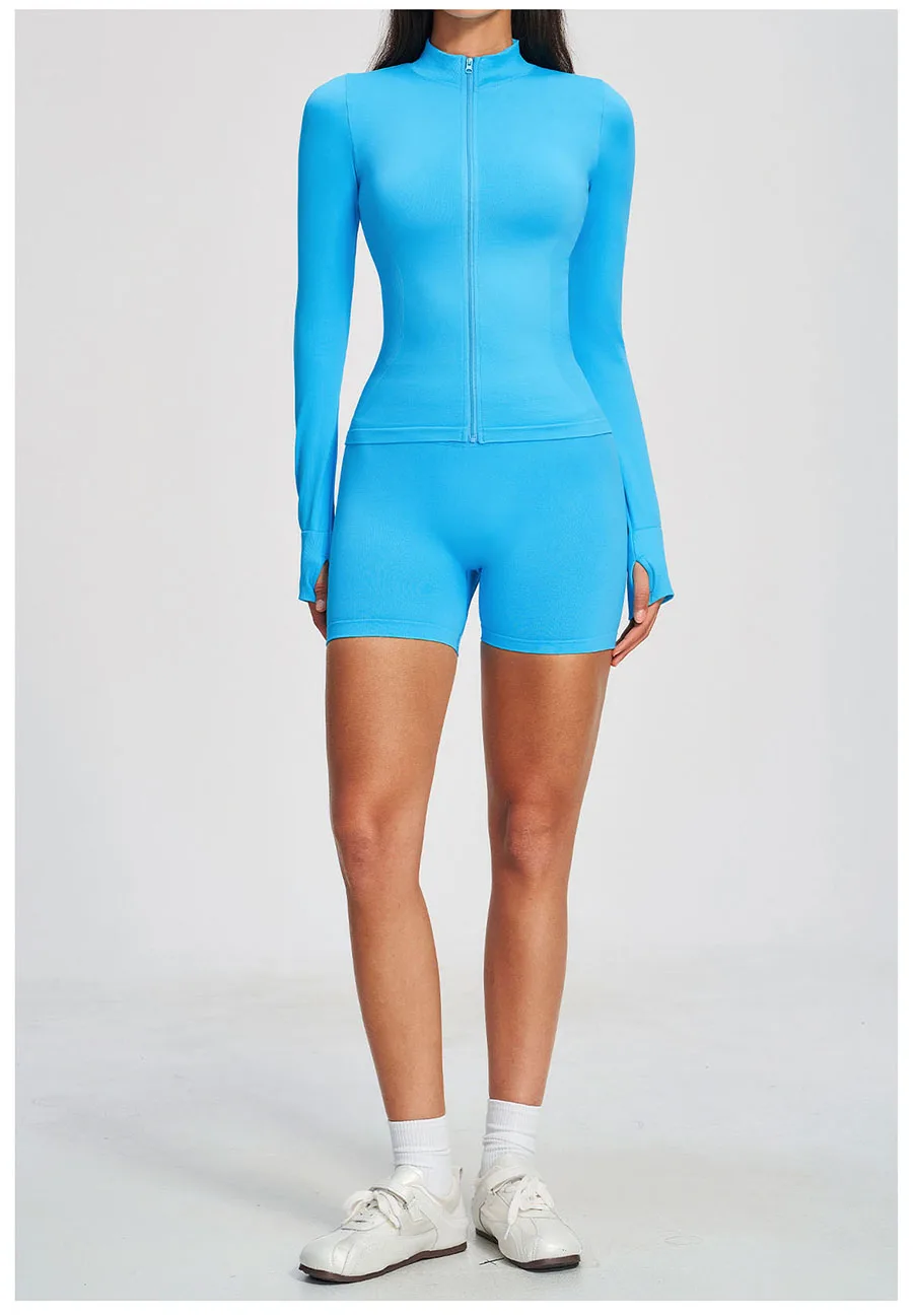 Yoga-Set 2-teilig, Sportbekleidung, nahtlose Yoga-Anzüge, Damen-Fitness-Trainingsanzüge mit langen Ärmeln, Sport-Gym-Shorts, ausgestellte Hosen – Detail 5
