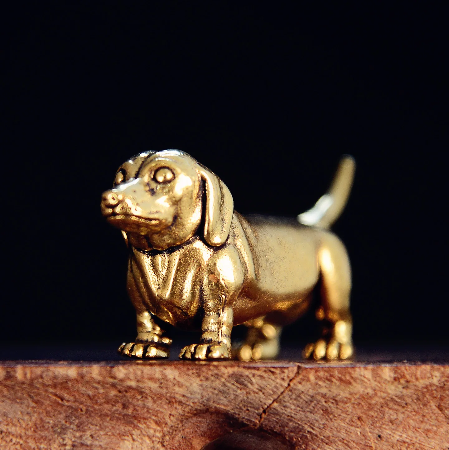 Dachshund Miniatures Figurines Brass Cute Animal Dog Small Statue Desktop Ornaments Vintage Home Decorations Crafts Accessories