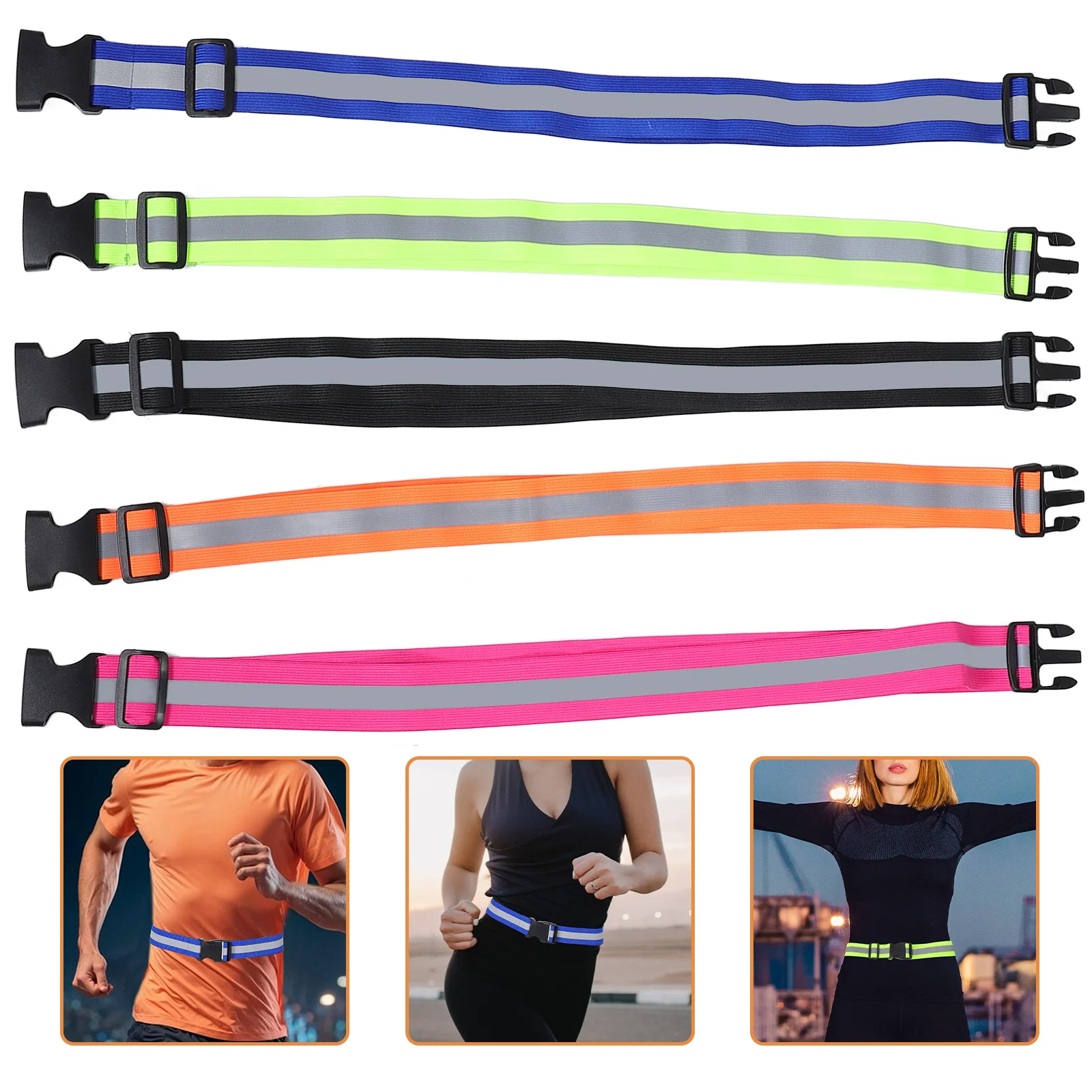 

5pcs Reflective Running Belt High Visibility Elastic Band For Night Walking Cycling Safety Jogging Girdle Light Durable Security
