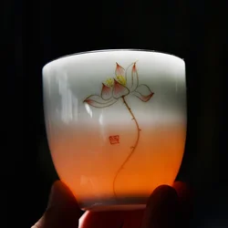 130ml Hand-painted Ceramic Tea Cup Tradition White Porcelain Teacups Handmade Portable Tea Bowl Chinese Tea Accessories