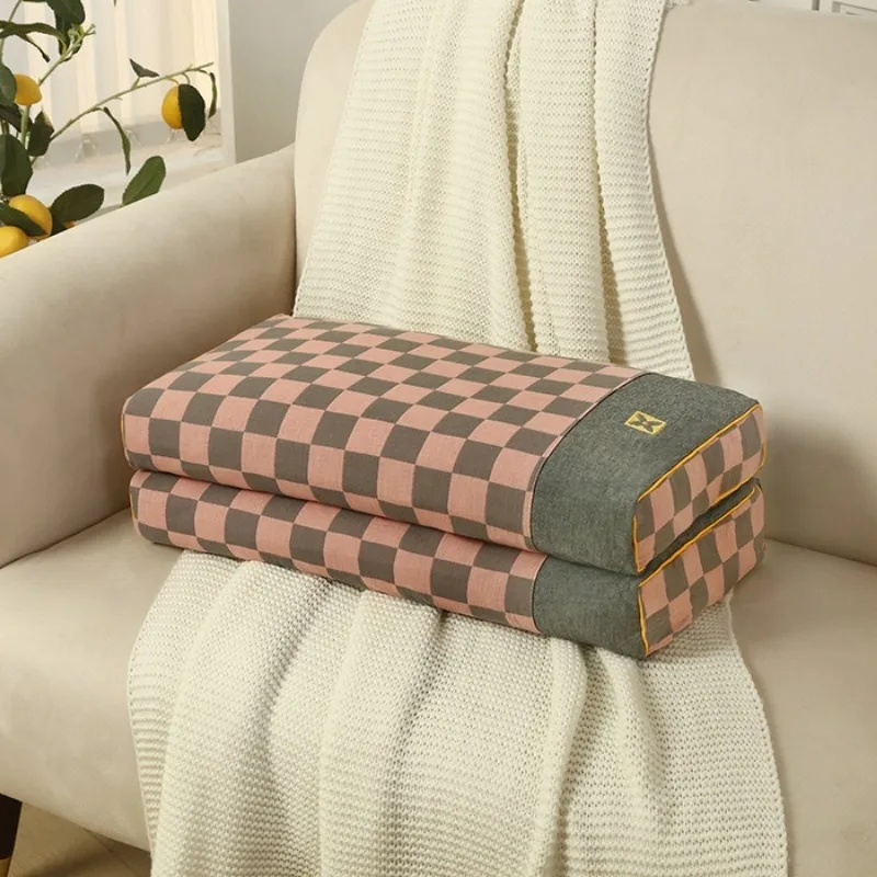 1PCS new three-dimensional Baifu pillow checkerboard pattern buckwheat pillow shell and 12 floral adult pillow household