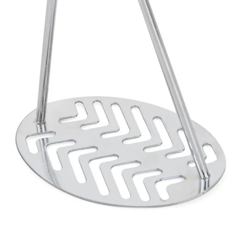 Wooden Handle Stainless Steel Potato Masher With Broad Mashing Plate Mashed Potatoes Making Tools Fruit Vegetable Press Crusher