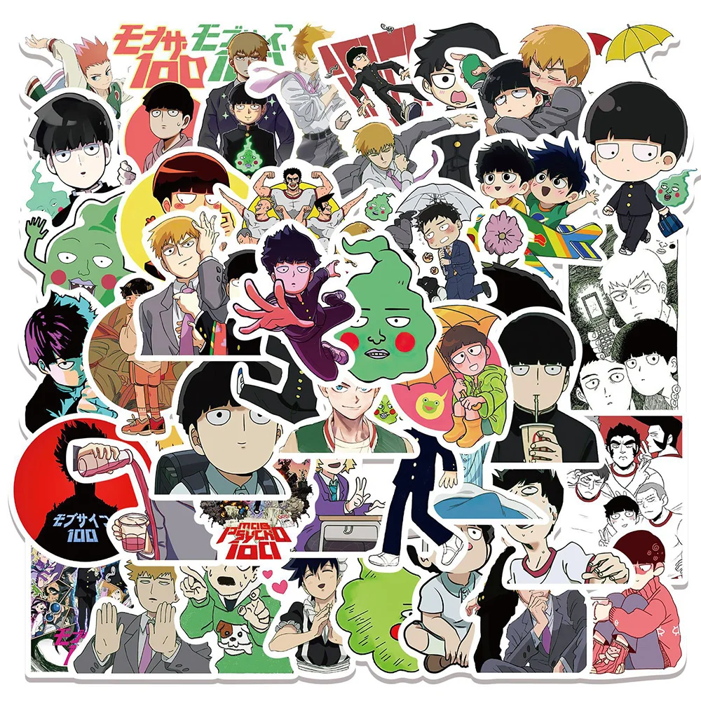 10/30/52pcs Cartoon Mob Psycho 100 Anime Stickers Waterproof Graffiti DIY Suitcase Phone Case Laptop Cool Manga Decals Kids Toy