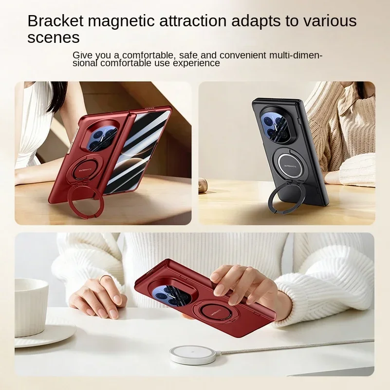 

Hand-Triggered Bounce Phone Case for Huawei Mate X7 with Metal Magnetic Rotating Stand and Screen Glass Protector