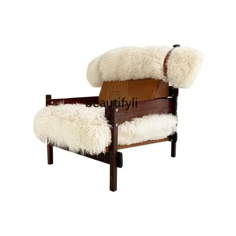 

Designer Retro Style Solid Wood Sofa Chair Exhibition Hall Zhonggu B & B Mao Mao Hunting Leisure Chair