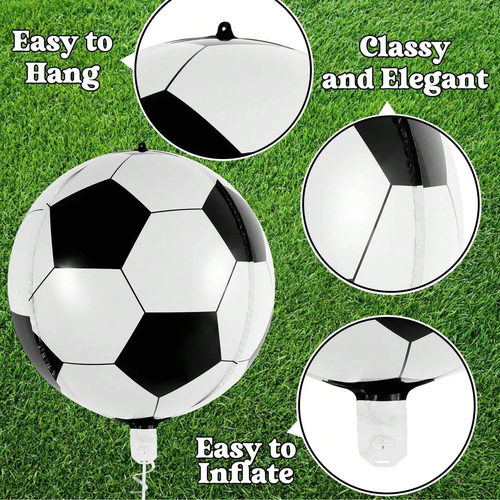 6 قطع 22 بوصة 4D بالونات كرة القدم زينة حفلات كرة القدم بالونات احباط كرة القدم زينة حفلة عيد ميلاد كرة القدم #3