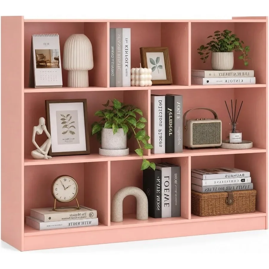 8-Cube Storage Cabinet, 3-Tier Open Bookshelf Organizer for living room, engineered wood, white, space-saving modular design