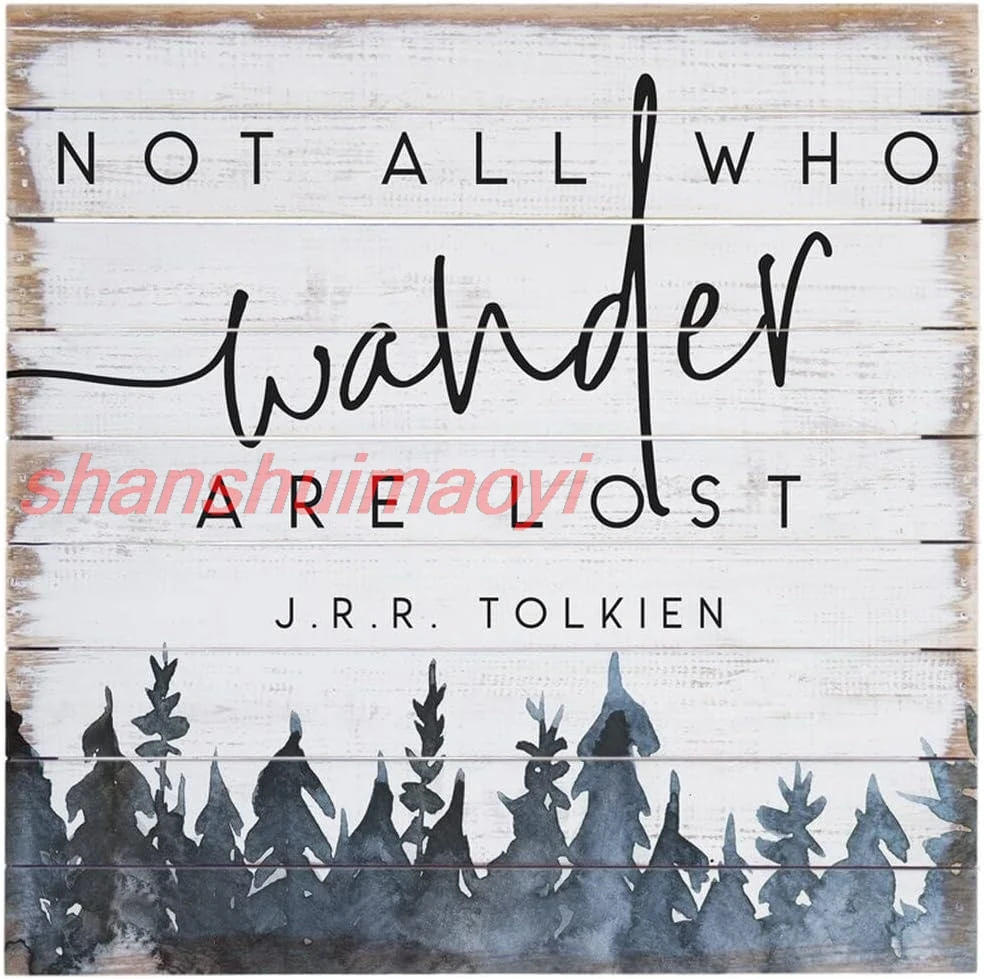 JINHEQIAO Interesting Metal Tin Sign Not All Those who Wander are Lost - Blue Forest Print - Rustic Tin Signss - Traveler - sign