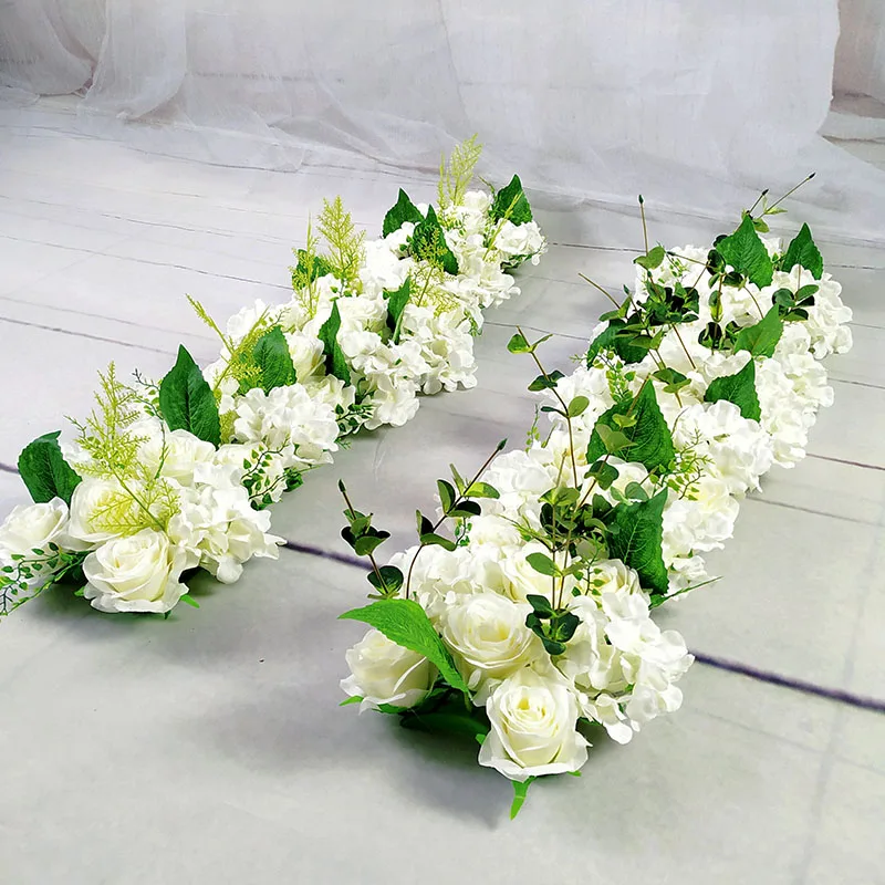 

Luxury Wedding Road Cited Flowers Silk Rose Peony Hydrangea DIY Arched Door Flower Row Window T Station Wedding Decoration 50cm