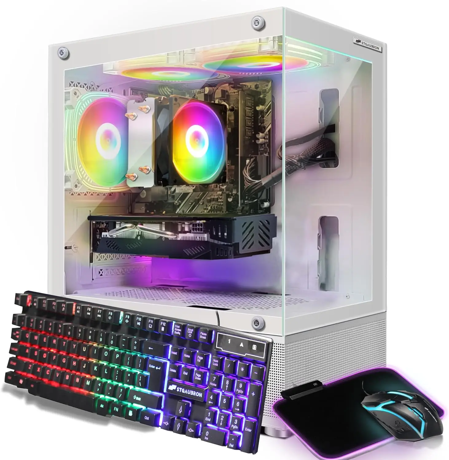 كمبيوتر مكتبي للألعاب، AMD Athlon 3000G 3.5G، Radeon RX 580 16G GDDR5، 16G DDR4، 1T SSD، 600M WiFi، BT 5.0، RGB Fan x 3، جديد