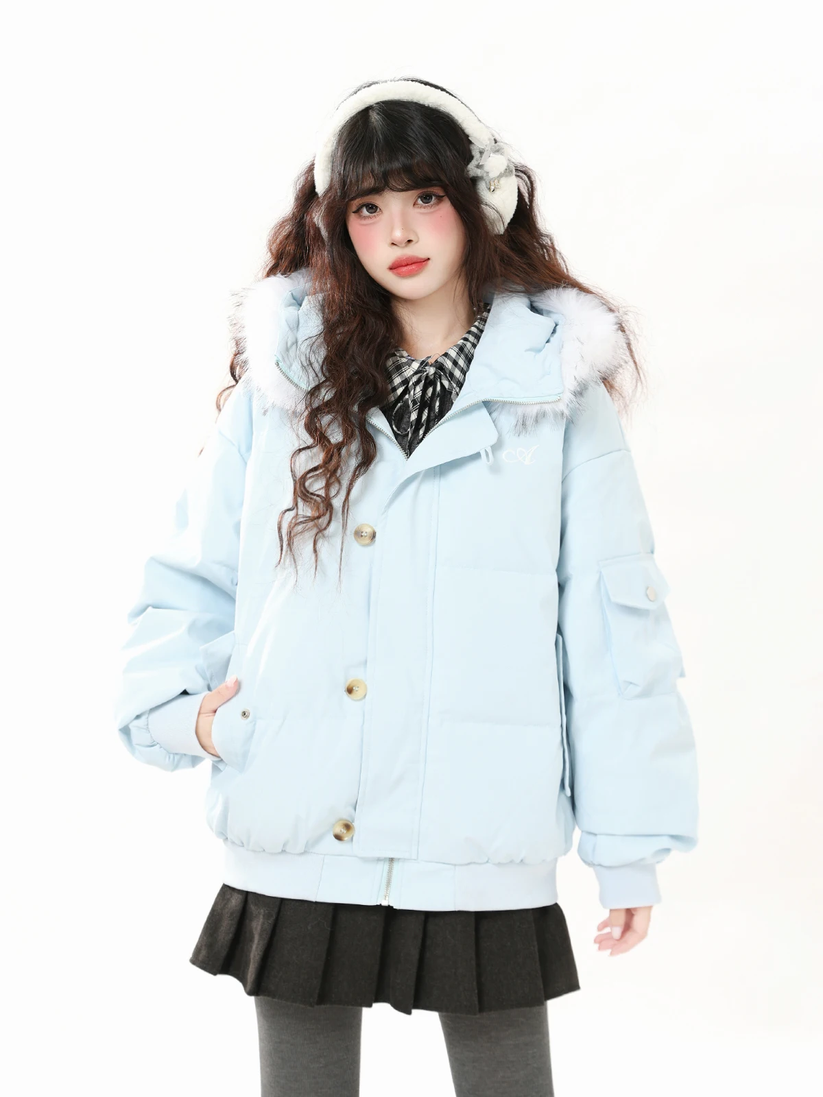 

Утепленная свободная парка ENJOG с капюшоном, съемным меховым воротником, пуховик, повседневная зимняя верхняя одежда