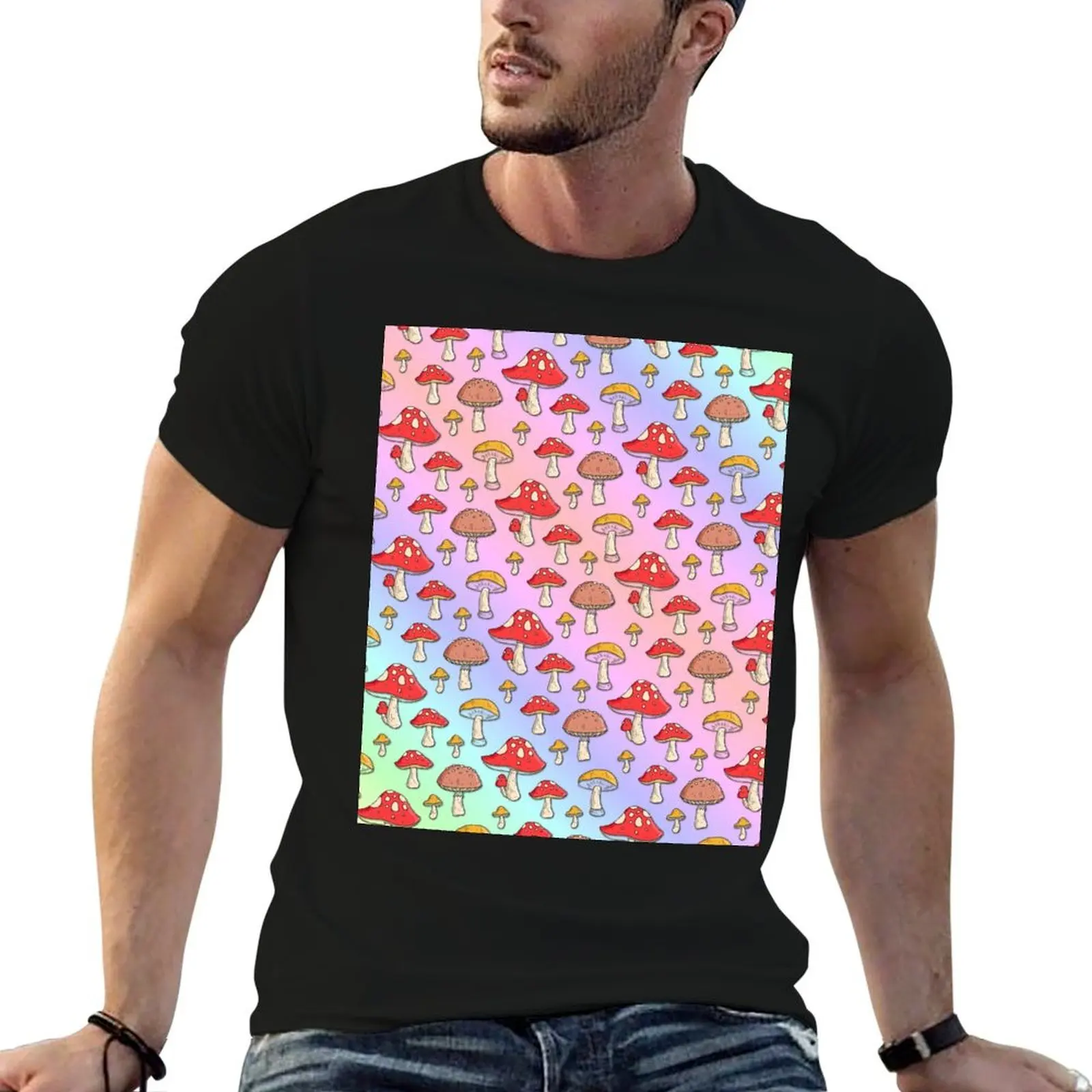 

Holographic Mushroom All Over Print T-Shirt anime clothes sports fans vintage clothes plain white t shirts men