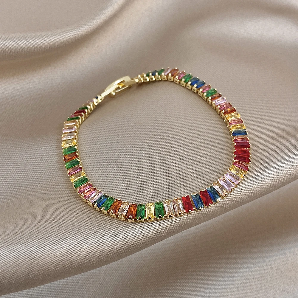Unique Jewelry Watches - Greatera Trendy Arcobaleno Colorato Strass Fila