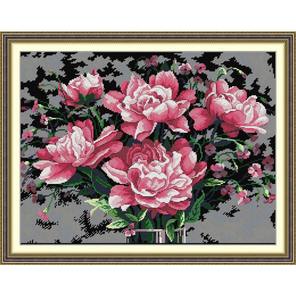 

Букет пионов 2 набор для вышивки крестом Aida 14ct 11ct графический принт холст вышивки крестиком рукоделие вышивка DIY ручная работа